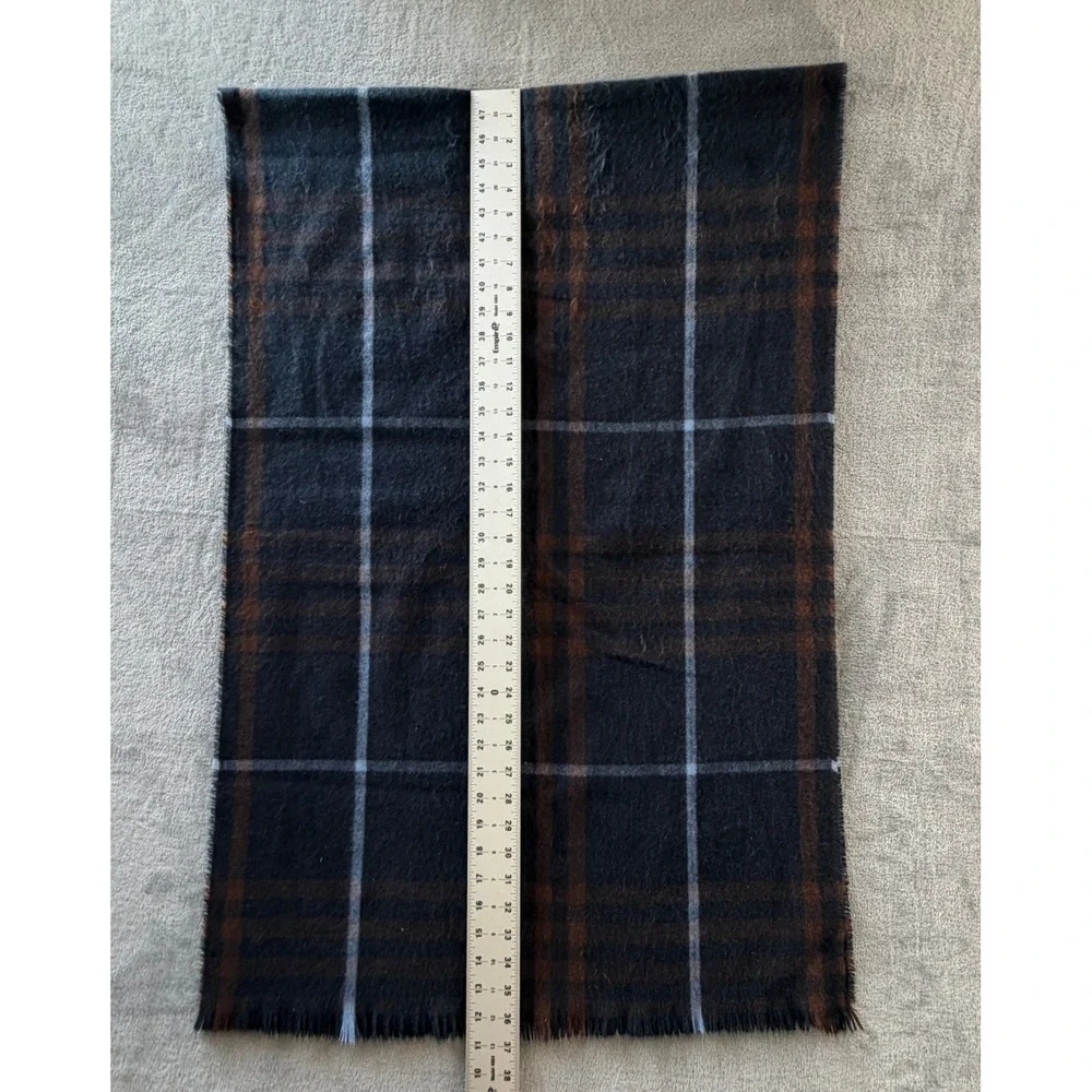 Banana Republic Navy Blue Brown Plaid Oversized Blanket Scarf Shawl Wrap Preppy